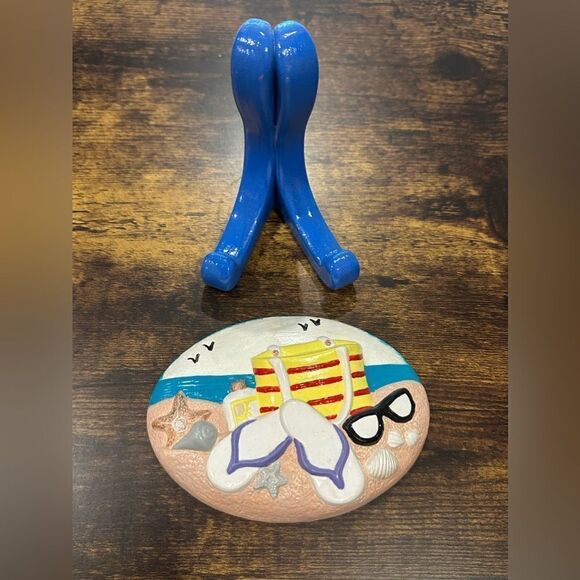 Beach sandals ceramic plate stand - Picture 2 of 3